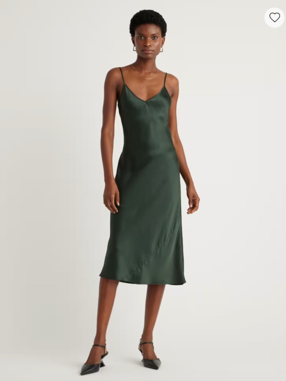 NWT Quince Forest Green 100% Washable Silk Slip Dress